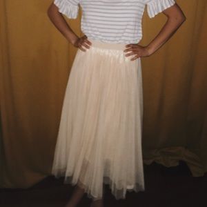 beige tulle skirt